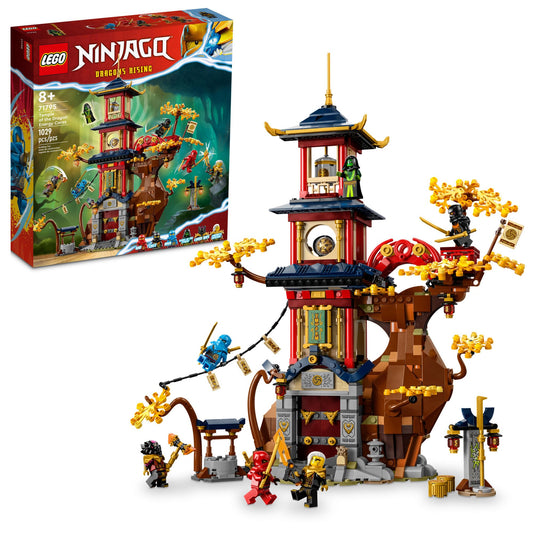 LEGO NINJAGO temple exterior with dragon energy cores for immersive play