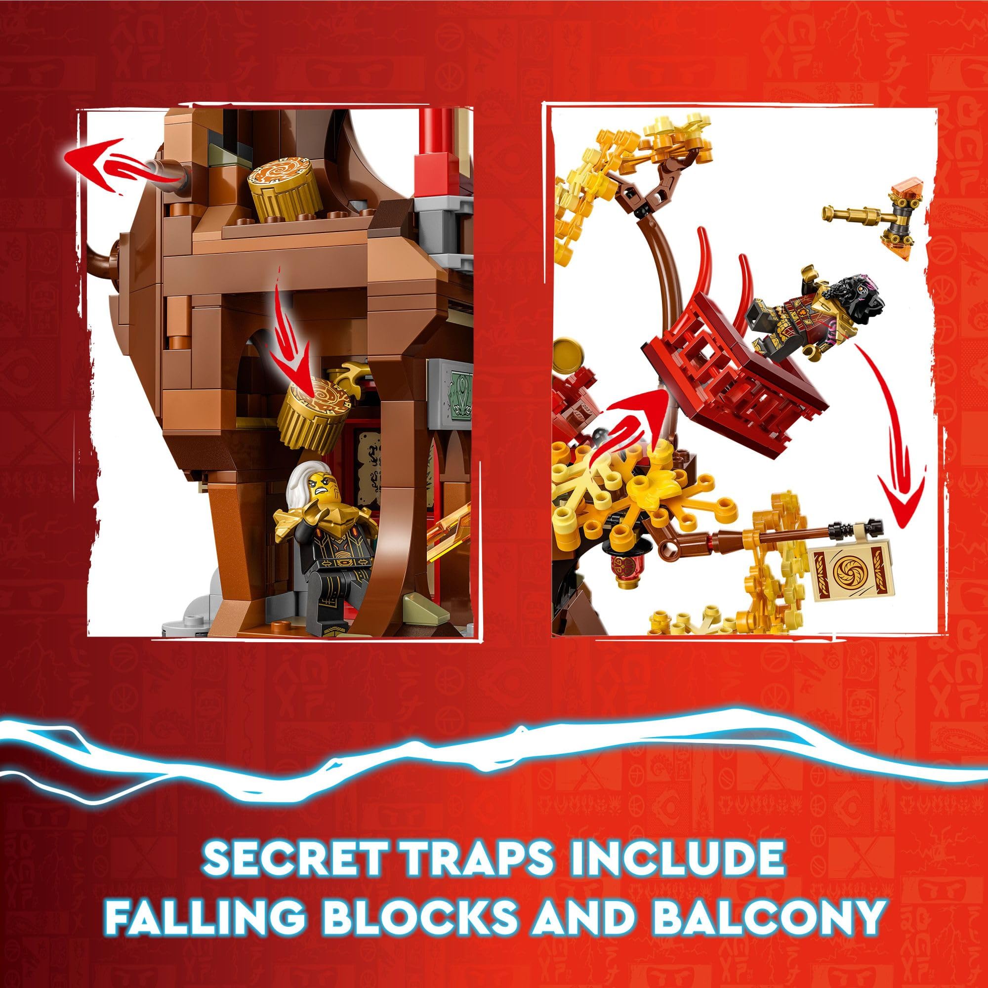 LEGO NINJAGO temple plunging balcony trap enhances action sequences