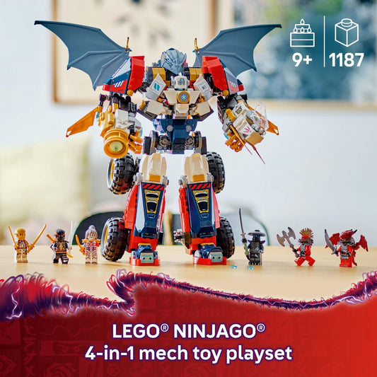 LEGO NINJAGO Zane’s Ultra Combiner Mech jet mode, sparks imaginative aerial battles.
