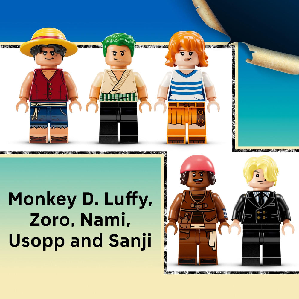 LEGO One Piece Going Merry rudder view supports realistic steering play and posing.