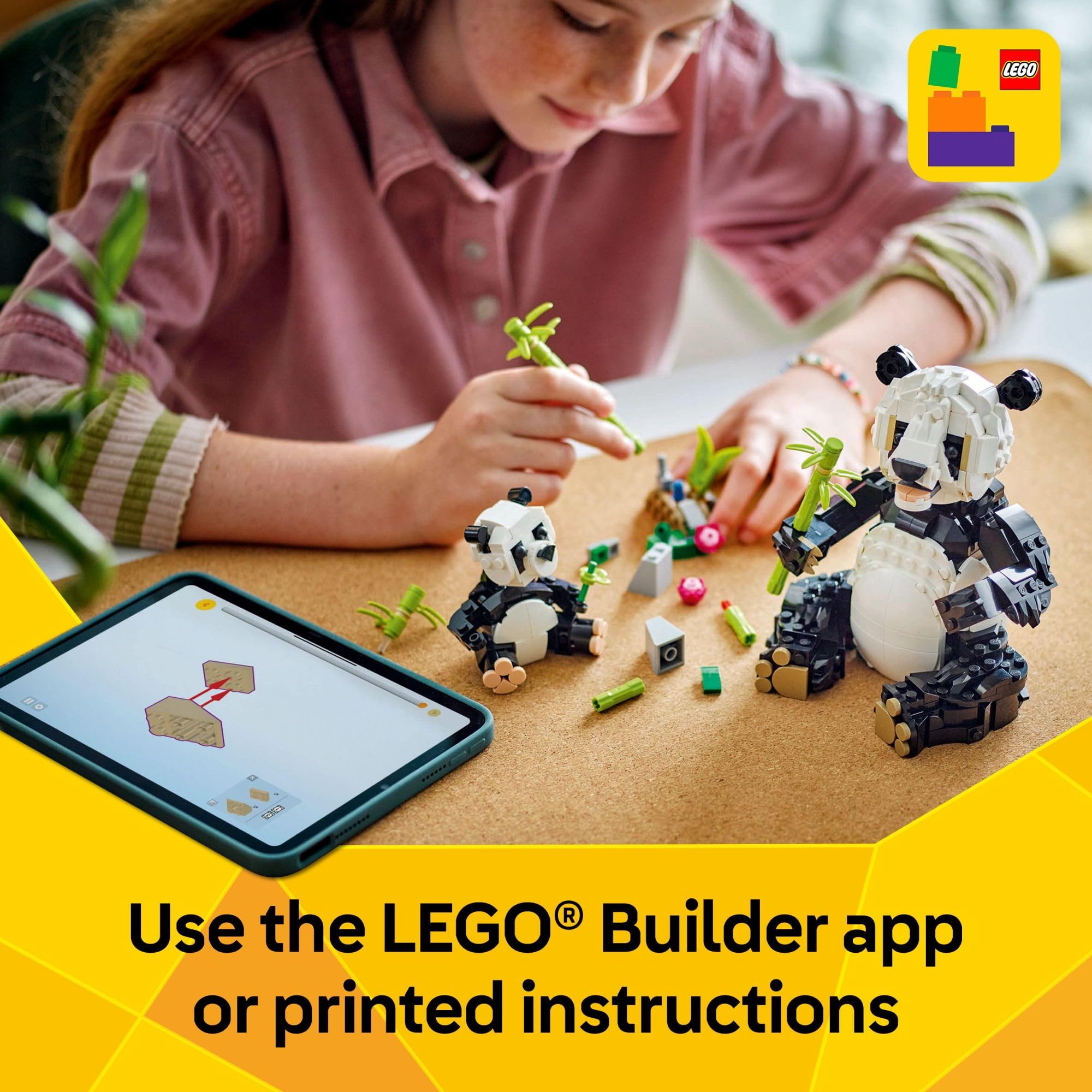 LEGO Creator Panda Family penguin chick pose enhances character interactions