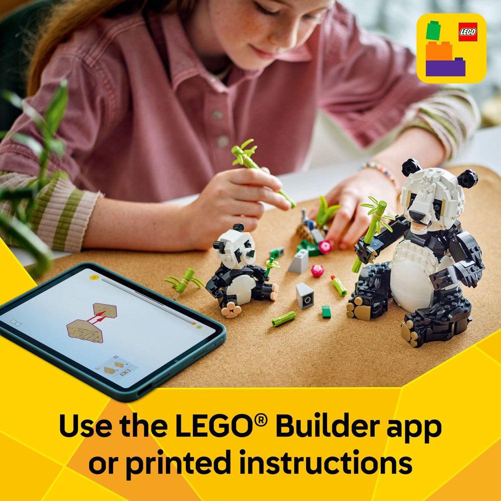 LEGO Creator Panda Family penguin chick pose enhances character interactions