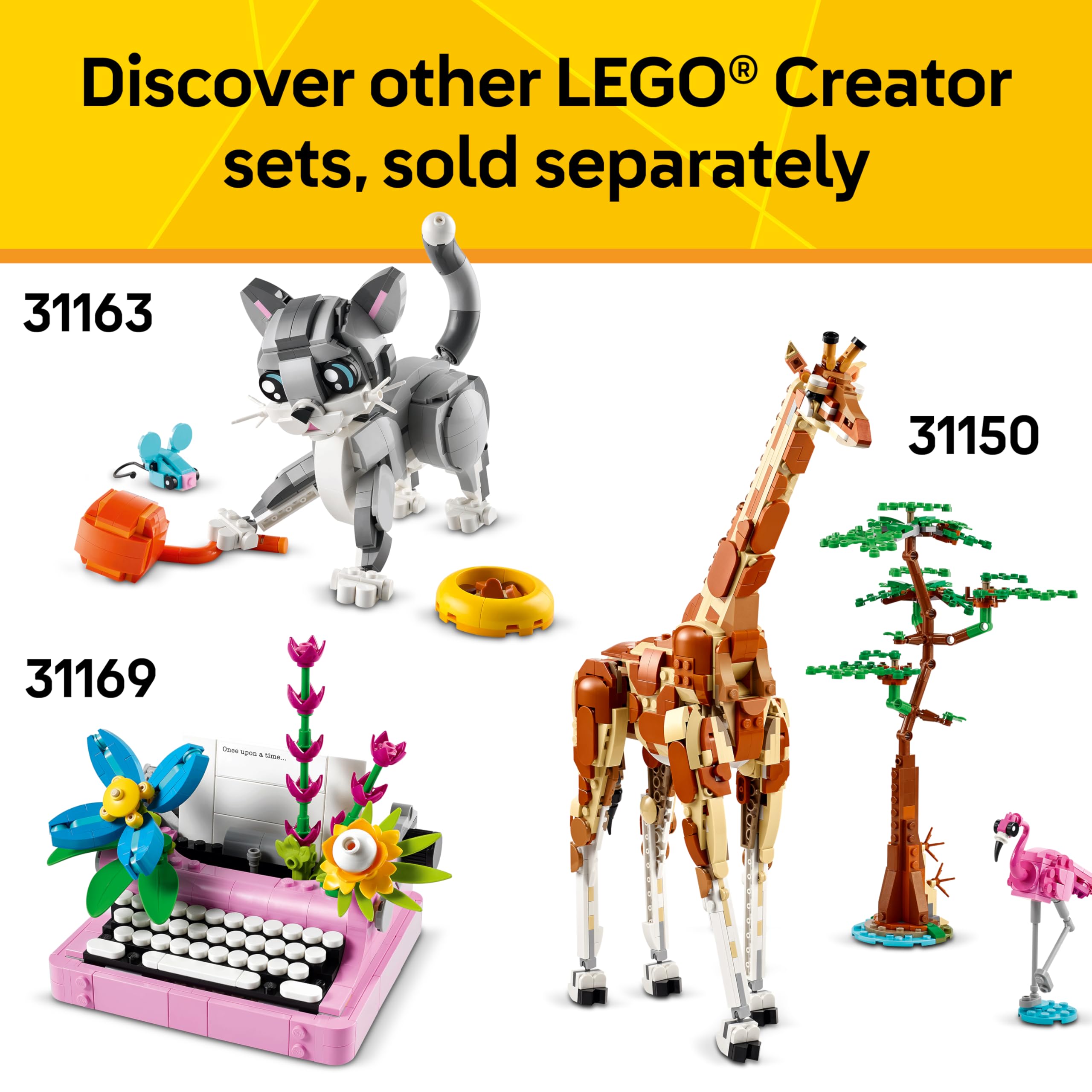 LEGO Creator Panda Family display stands showcase the figures after play