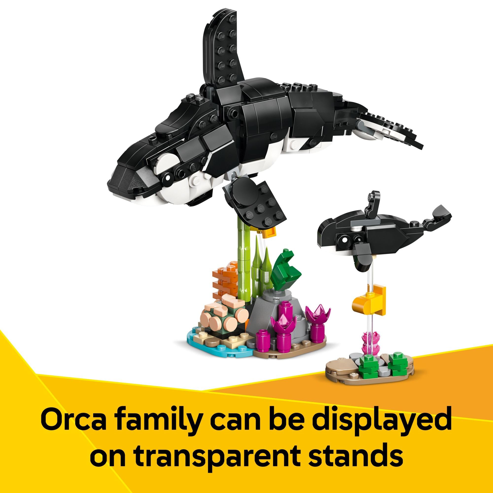 LEGO Creator Panda Family orca calf pose inspires underwater stories and interaction