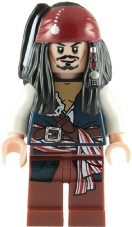 LEGO Pirates of the Caribbean Captain Jack Sparrow minifigure for display and imaginative play