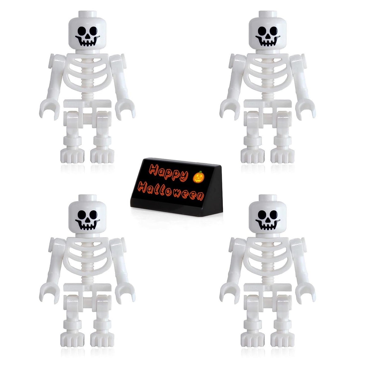 LEGO Pirates of the Caribbean skeletons four-pack with white minifigures for spooky dioramas.