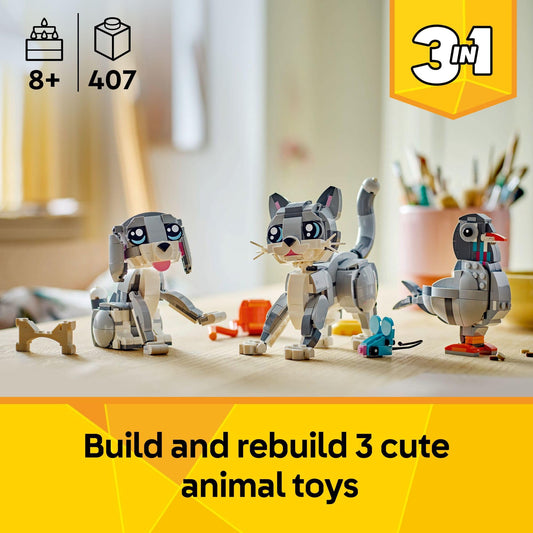 LEGO Creator 3in1 Cat figure with movable head for interactive storytelling.