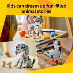 LEGO Creator 3in1 Dog figure with bone for playful adventures.