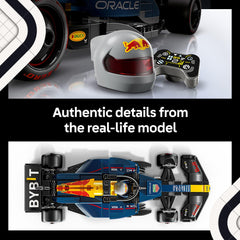LEGO Oracle Red Bull Racing RB20 driver minifigure with winged helmet adding collectible F1 character