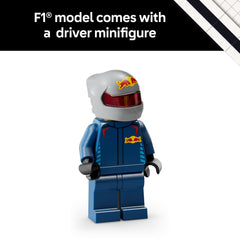 LEGO Oracle Red Bull Racing RB20 close-up of side stickers and sponsor graphics for accurate realism