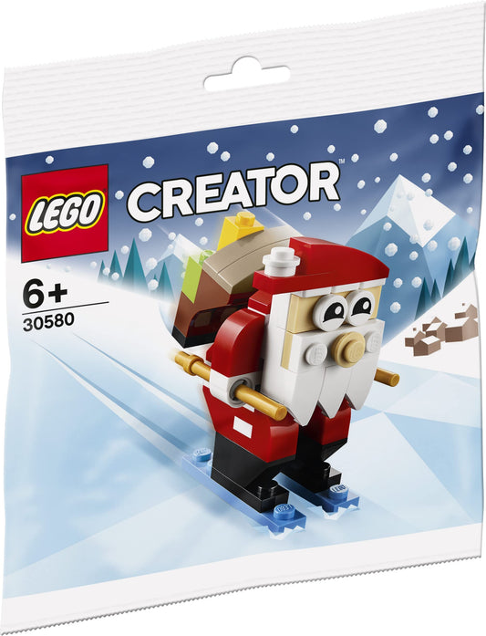 LEGO Santa Claus with toy sack on back, great for scene-building and seasonal decor.