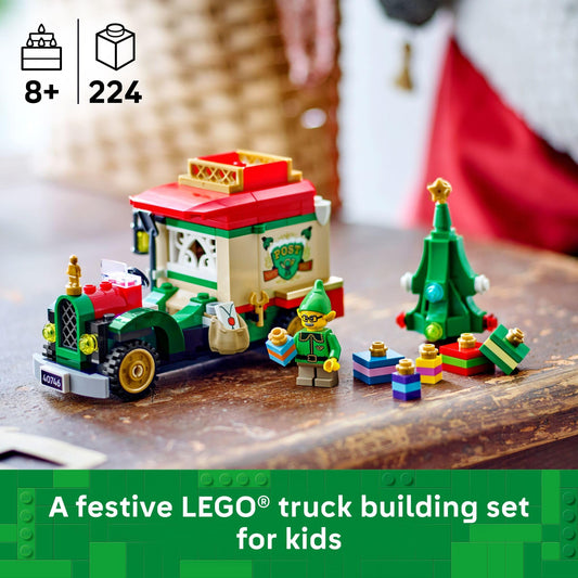 LEGO Santa's Delivery Truck open trunk reveals hidden presents for storytelling.