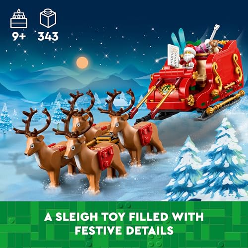 LEGO Santa minifigure seated in the sleigh for storytelling