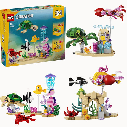 LEGO Sea Animals 3in1 builds invite imaginative underwater play with vibrant figures.