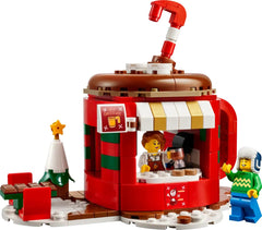 LEGO Seasonal Hot Chocolate Stand 40776 minifigures enhance festive role play.