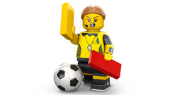 LEGO Series 24 football referee figure with stand, ready for imaginative play