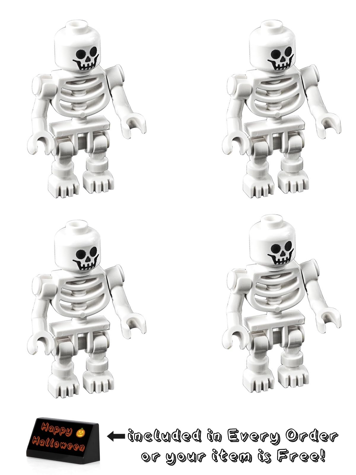 White skeleton minifigures from LEGO, ideal for pirate or Halloween scenes.