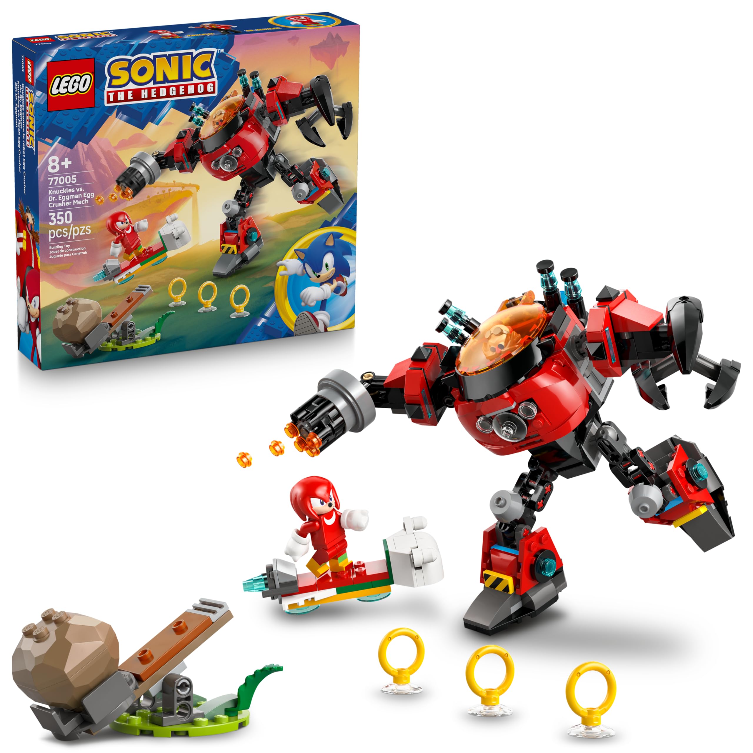LEGO Sonic Knuckles vs Eggman Egg Crusher cockpit opens for action play.
