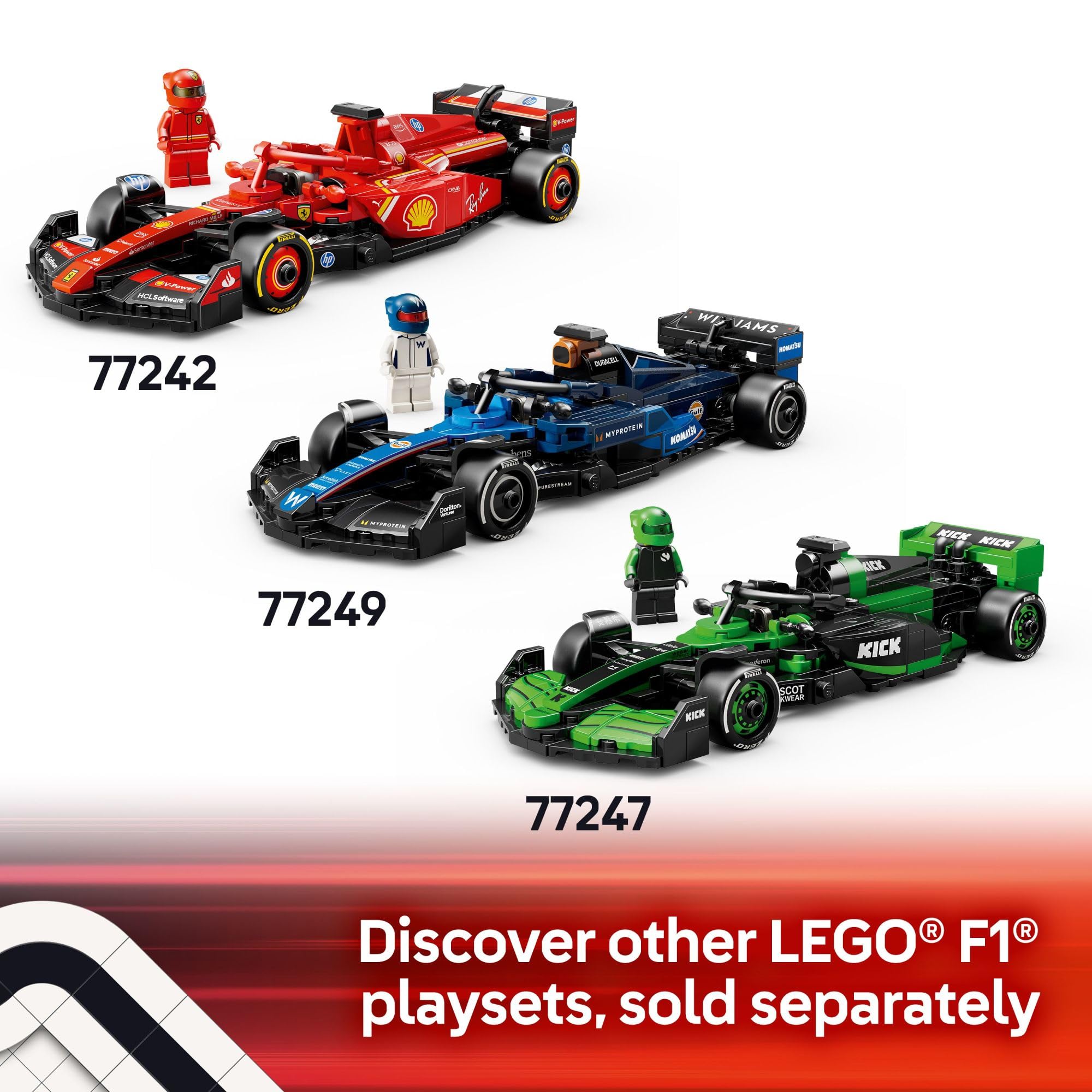 AMR24 display-ready LEGO model showcasing authentic racing aesthetics