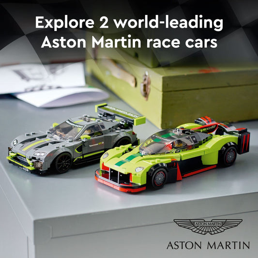 LEGO Speed Champions Aston Martin Vantage GT3 model ready for action-packed races