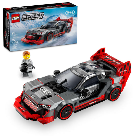 LEGO Speed Champions Audi S1 e-tron quattro race car front splitter detail for realistic display and play.
