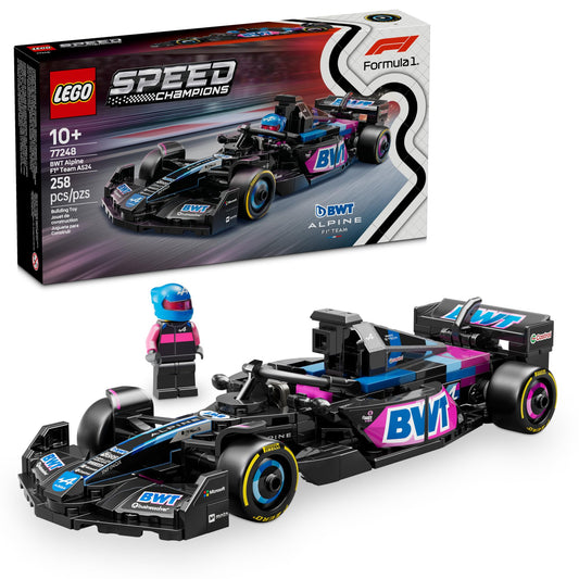 LEGO Speed Champions BWT Alpine F1 A524 cockpit open for quick race setup