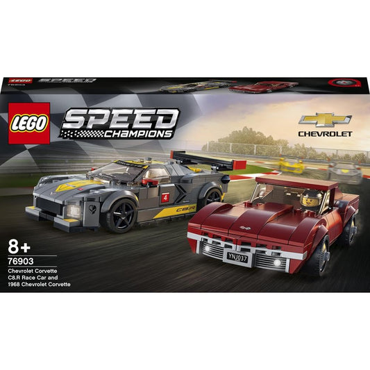 LEGO Speed Champions Corvette C8.R rear view for dynamic display