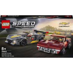 LEGO Speed Champions Corvette C8.R rear view for dynamic display