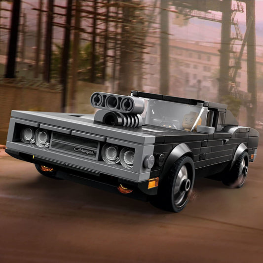 LEGO Speed Champions 1970 Dodge Charger RT rear view for collection and display.