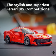 LEGO Speed Champions Ferrari 812 Competizione minifigure behind the wheel for action play.