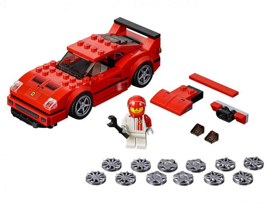 Ferrari F40 Competizione cockpit detail captured in LEGO for authentic play scenes.