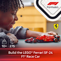 LEGO Speed Champions driver minifigure in Ferrari outfit for immersive play.