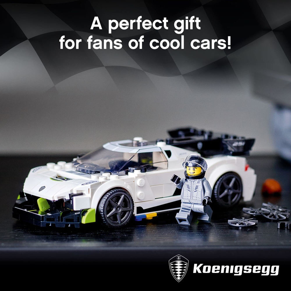 LEGO Koenigsegg Jesko 76900 cockpit detail supports two minifigures for collaborative play