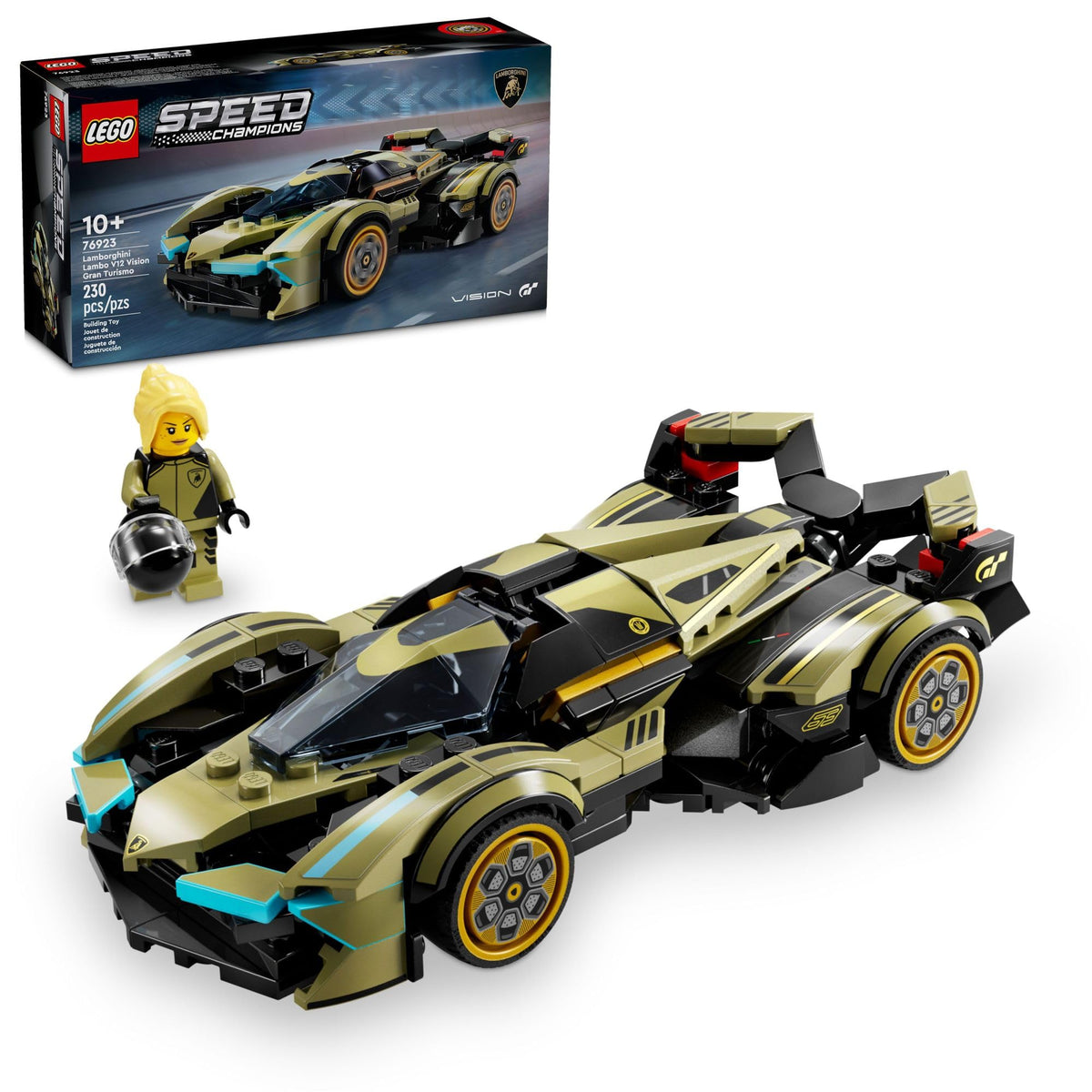 LEGO Speed Champions Lamborghini Lambo V12 Vision GT cockpit detail for immersive play.