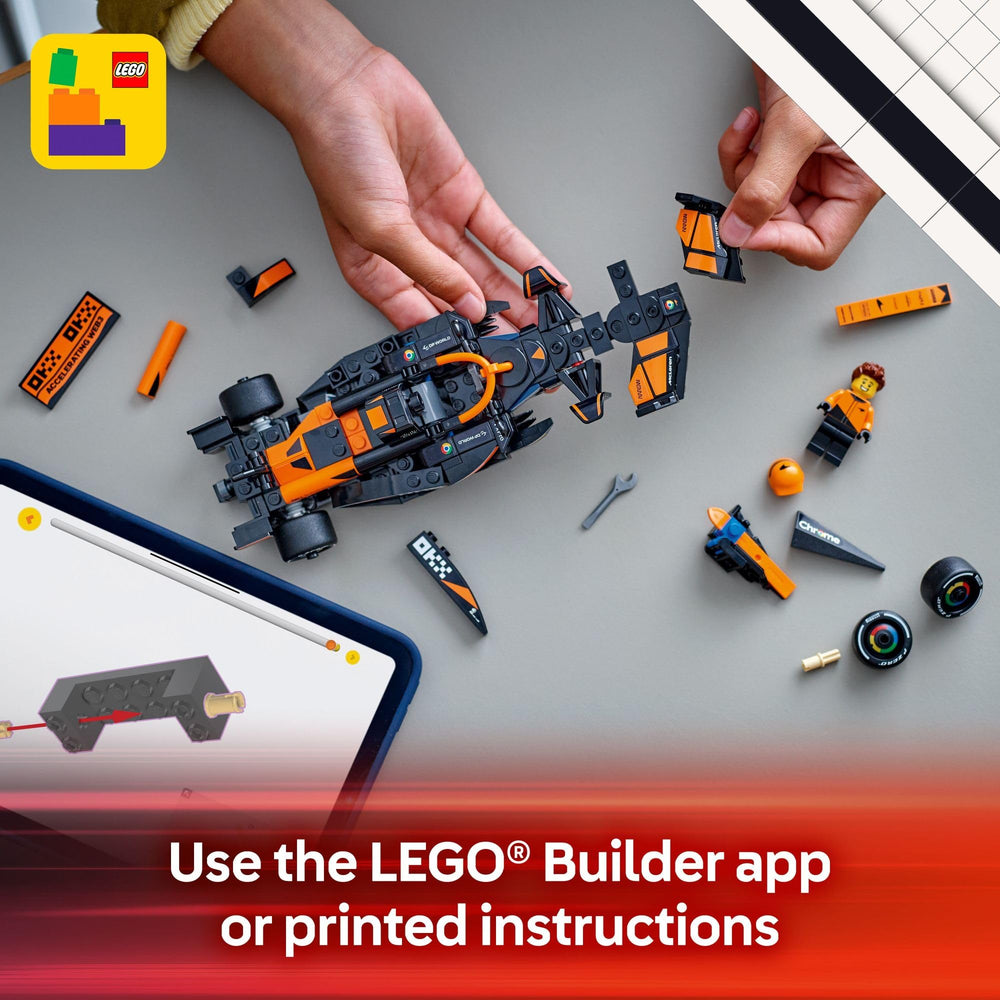 LEGO Speed Champions MCL38 sponsor stickers detail enhances authentic livery.