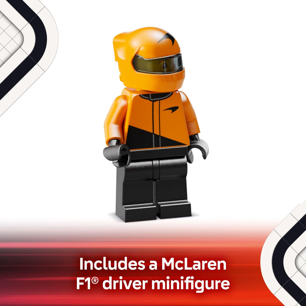 LEGO Speed Champions MCL38 wider tires with Pirelli branding for realism.