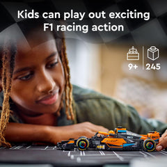 LEGO Speed Champions McLaren 2023 back view features sponsor logos and bright color scheme
