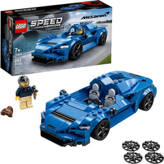 LEGO Speed Champions McLaren Elva 76902 front view shows detailed replica for display and imaginative play.