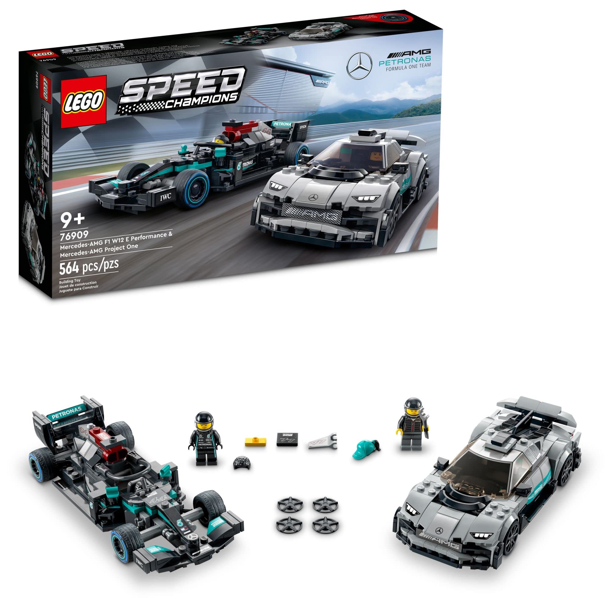 LEGO Speed Champions Mercedes-AMG F1 W12 E front view for display and collection