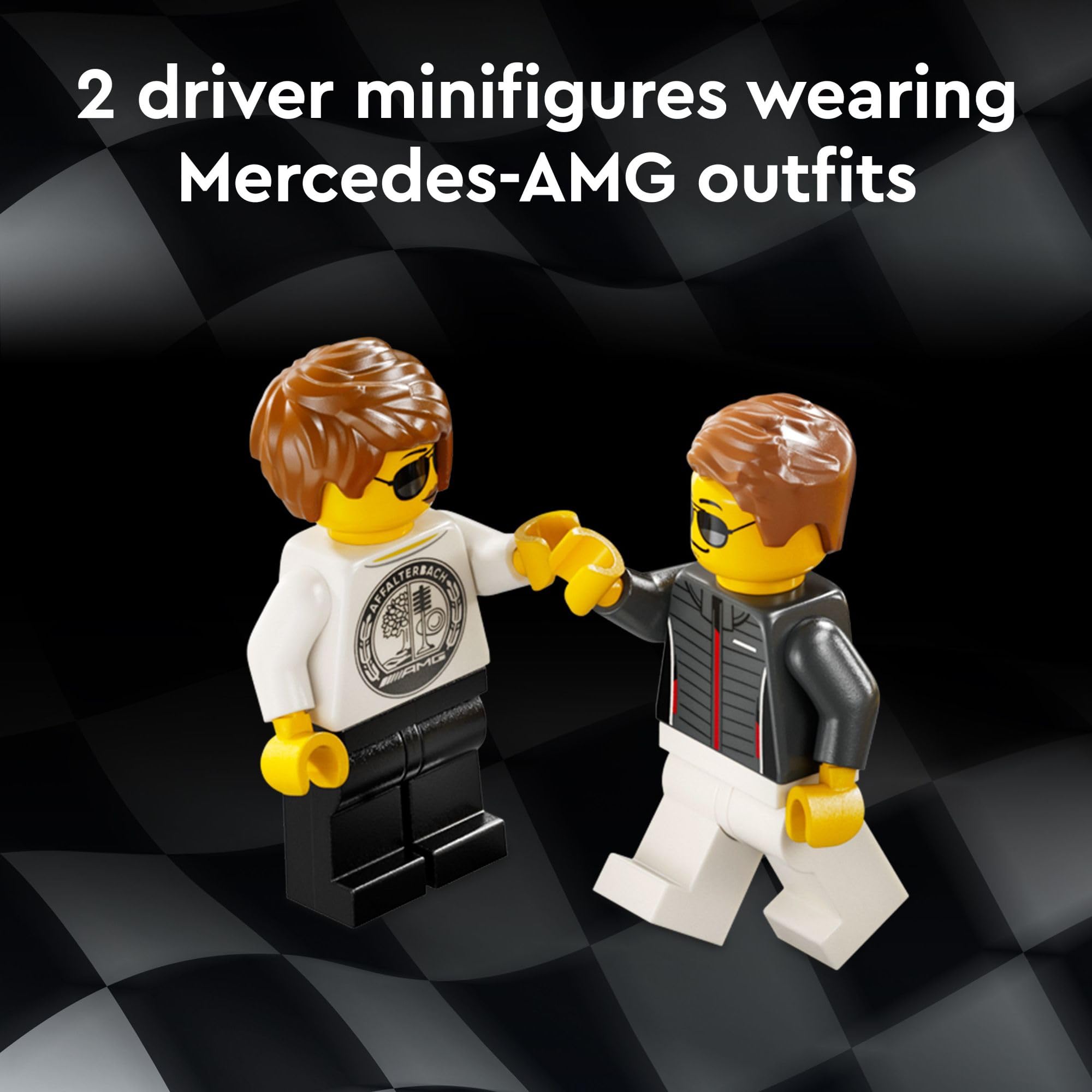 LEGO Speed Champions Mercedes-AMG SL 63 interior detail enhances pretend cockpit realism.