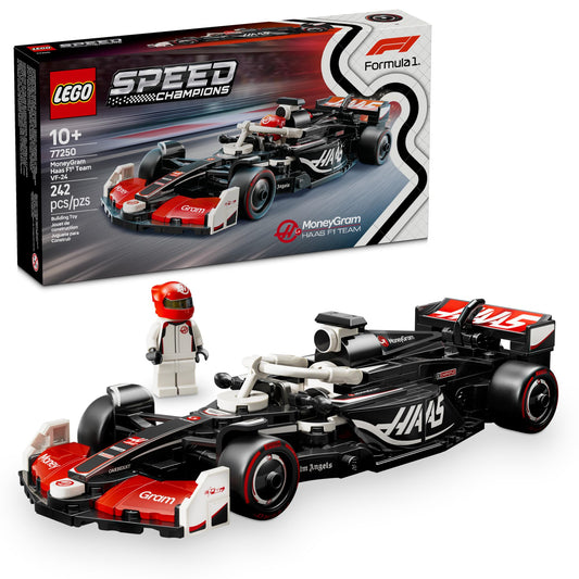 LEGO Speed Champions MoneyGram Haas VF-24 car body detail for authentic display and imaginative play.