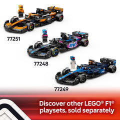 LEGO Speed Champions MoneyGram Haas VF-24 display model ready to decorate a shelf.