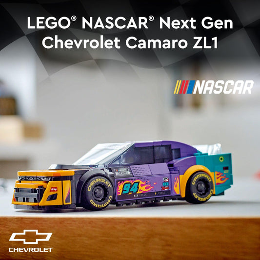 LEGO Speed Champions Camaro ZL1 front grille detail enhances realism for play sessions.