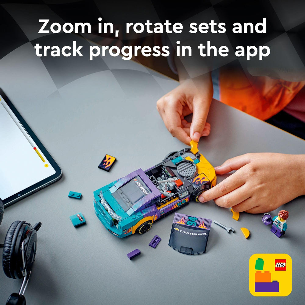 LEGO Speed Champions Camaro ZL1 minifigure adds driver-led racing scenes.