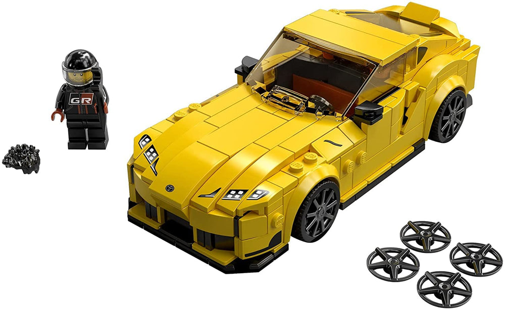 LEGO Speed Champions Toyota GR Supra 76901 exterior paintwork with iconic blue and white livery.