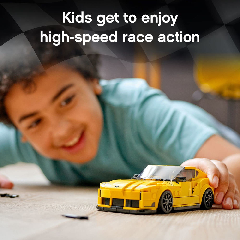 LEGO Speed Champions Toyota GR Supra 76901 wheels and suspension for realistic racing stance.