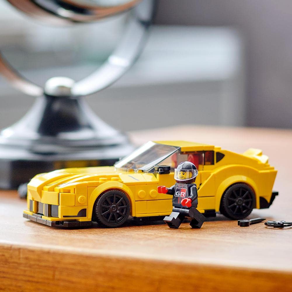LEGO Speed Champions Toyota GR Supra cockpit view invites interactive building and roleplay.