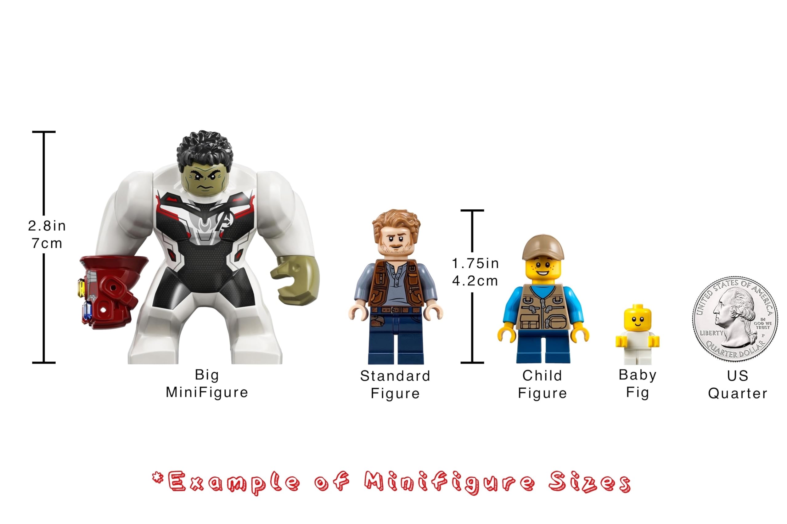 LEGO Spider-Man measures 1.7 inches tall, ideal for compact displays.