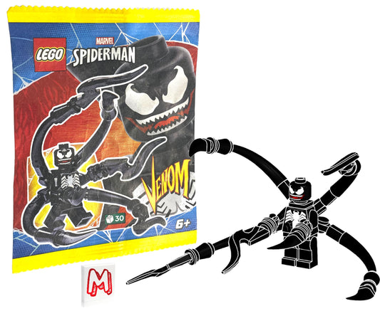 LEGO Spider-Man Venom minifigure with spiked blades for action-packed play