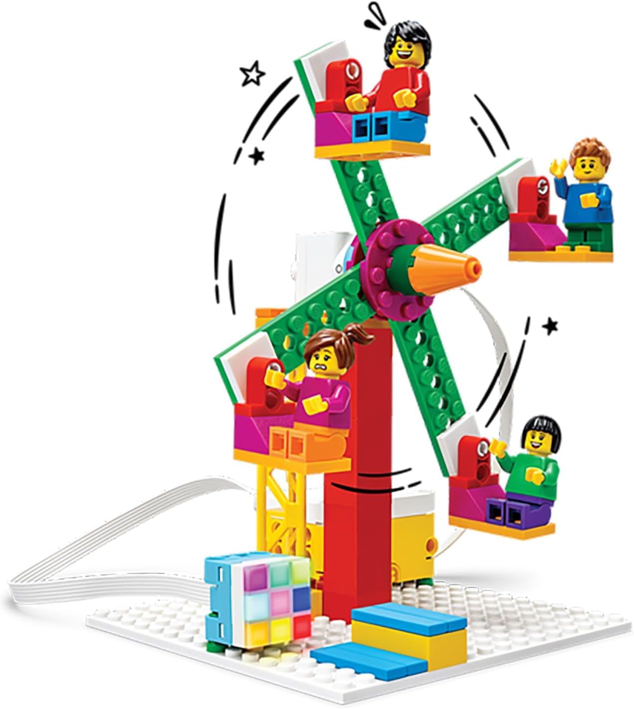 LEGO Spike Essential sensors-modules close-up emphasizing hands-on experimentation with interactive parts